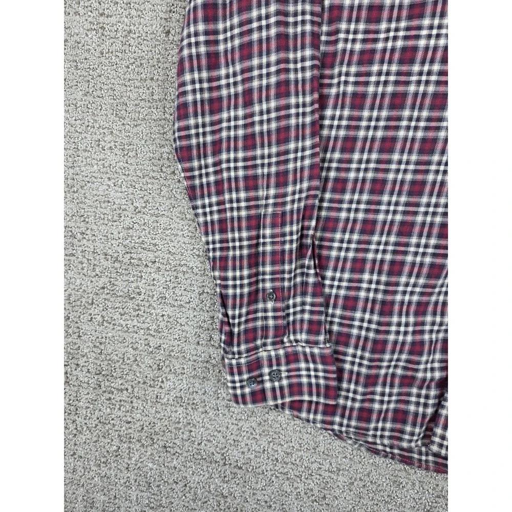 Theory‎ Zack PS Plaid Flannel Button Down Shirt Mens Large Red Blue